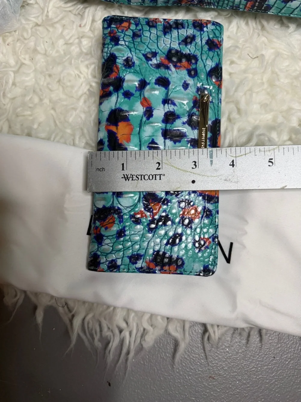 New Brahmin Katie Frisky Melbourne Turquoise Floral  Crossbody/Wallet - Picture 15 of 17